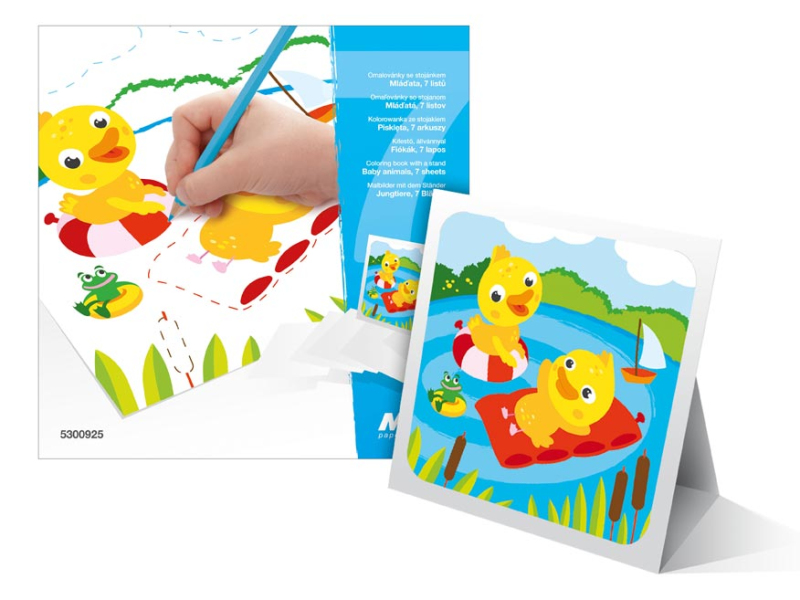 Kancelárske potreby - omaľovánky so stojanom Mláďatá 7 listov 18x18cm 5300925