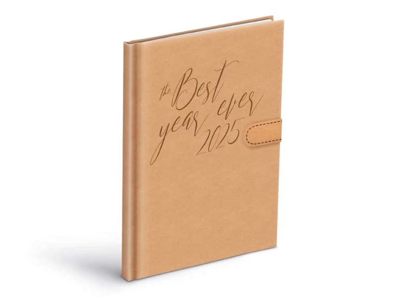 Kancelárske potreby - diár 2025 T805 PU champagne s magnetom týždenný 7781370