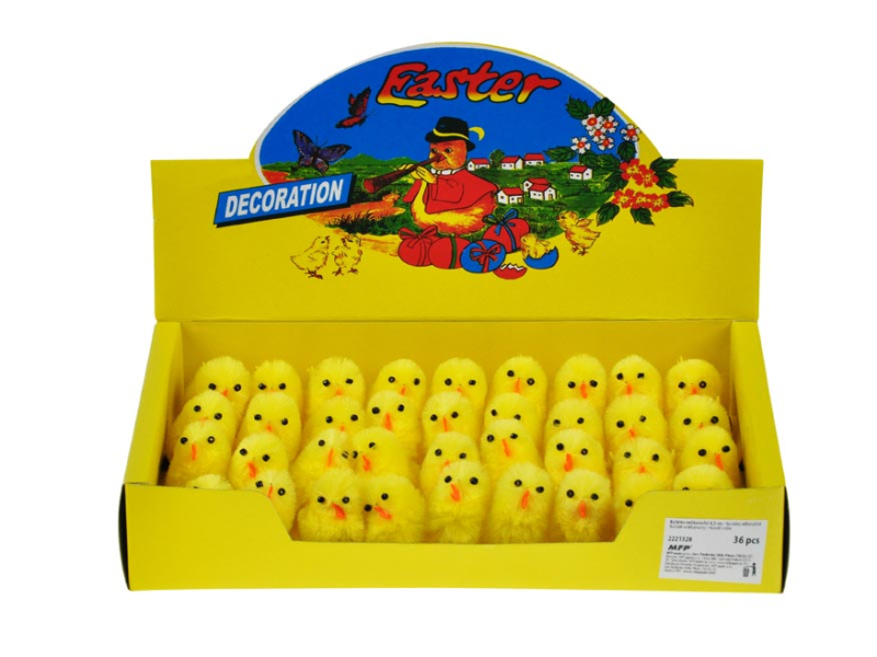 Kancelárske potreby - veľkonočné kuriatko 4,5 cm, papierová škatuľka 2221328