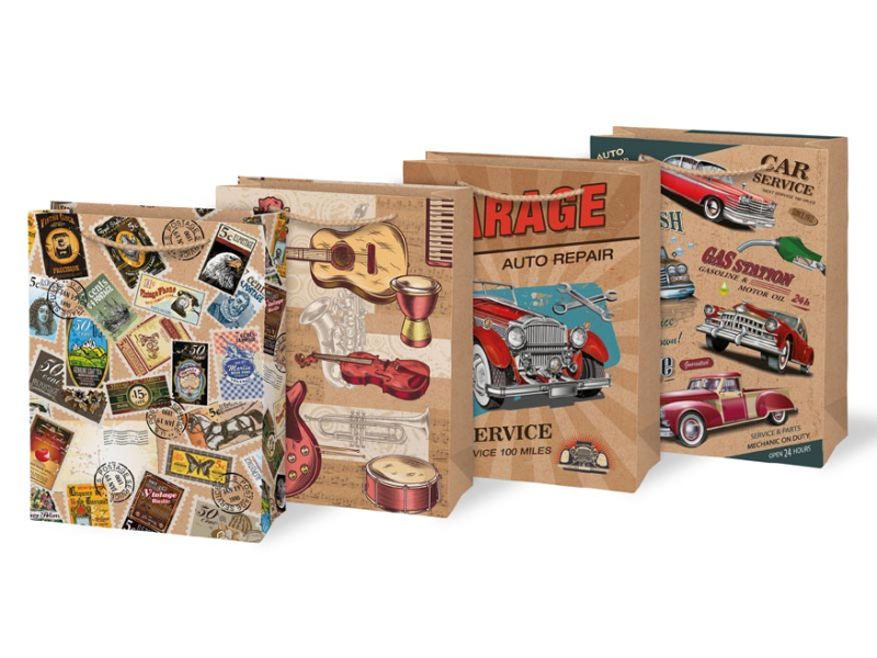 Kancelárske potreby - taška darčeková M KRAFT mix č. 5 190x250x90 5251455