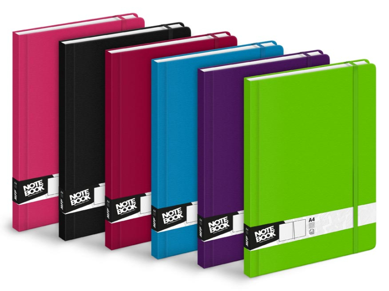 Kancelárske potreby - záznamová kniha s gumičkou A4 linka 100l mix 7500812