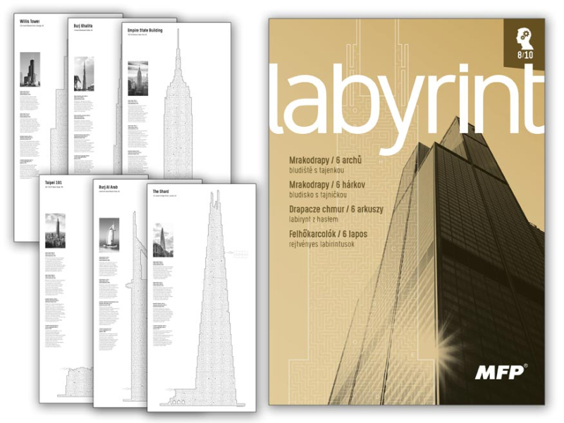 Kancelárske potreby - omaľovánky A4 Labyrint Mrakodrapy - s tajničkou 5300982