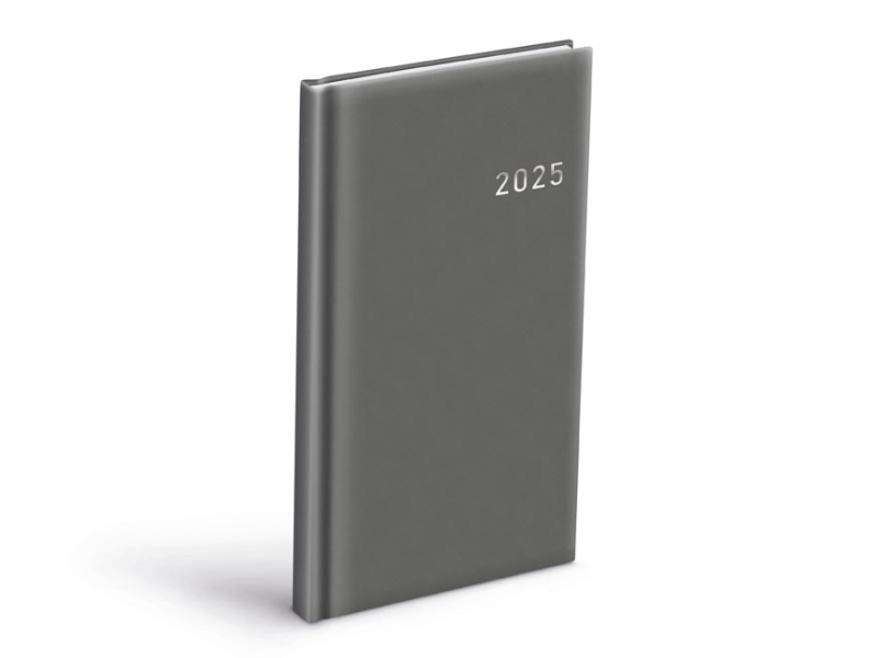 Kancelárske potreby - diár 2025 T806 PVC dark gray 90x170mm týždenný 7781405