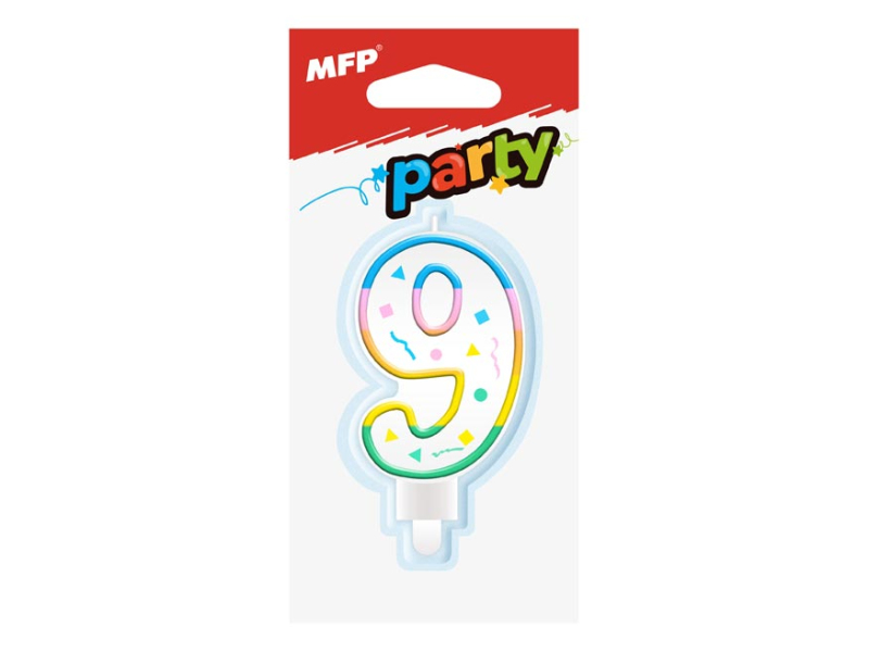 Kancelárske potreby - sviečka tortová č. 9 dúhová 8800062