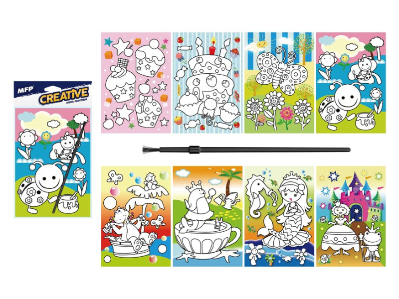 Kancelárske potreby - maľovanie vodou - kartónový list + štetec 150x210mm mix č.1 5300994