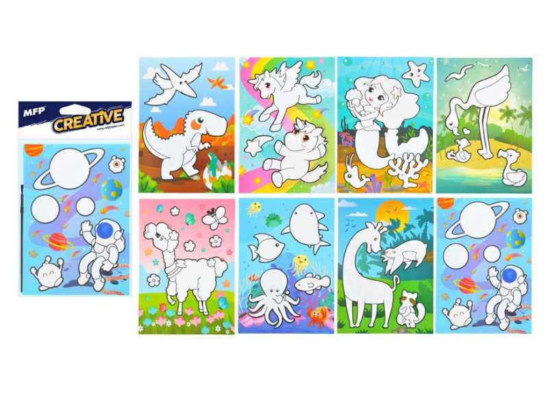 Kancelárske potreby - maľovanie vodou - kartonový list + štetec 150x210mm mix č.3 5301053