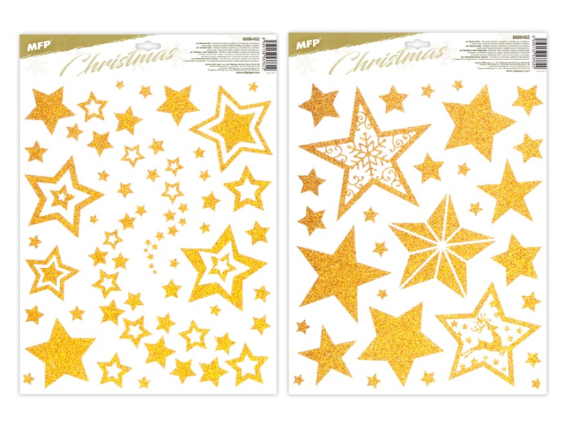 Kancelárske potreby - okenná fólia vianoce gliter VA028 zlaté 30x42cm 3091 8886452