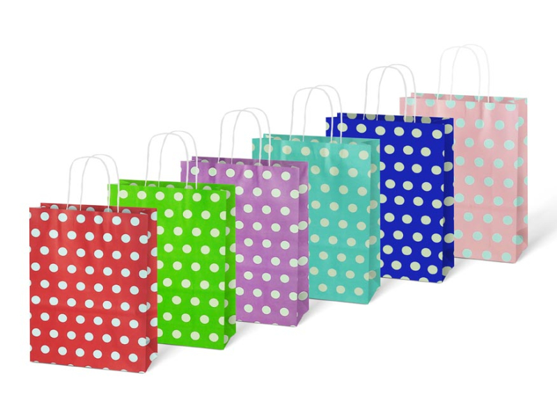 Kancelárske potreby - taška darčeková M kraft 210x270x110 bodka mix 5251326