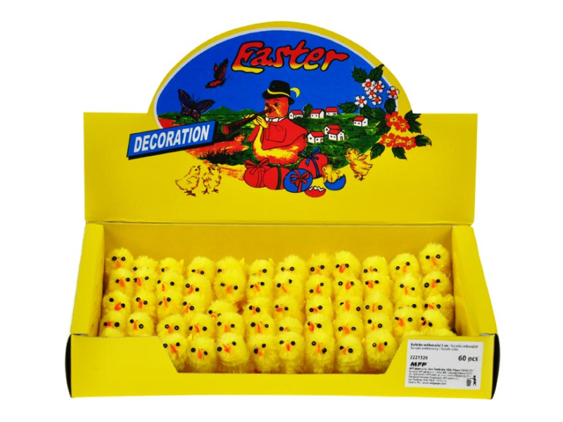 Kancelárske potreby - veľkonočné kuriatko 3 cm, papierová škatuľka 2221326