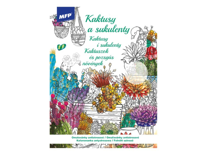 Kancelárske potreby - omaľovánky A4 antistresové Kaktusy a sukulenty 210x290mm/32s 5301218