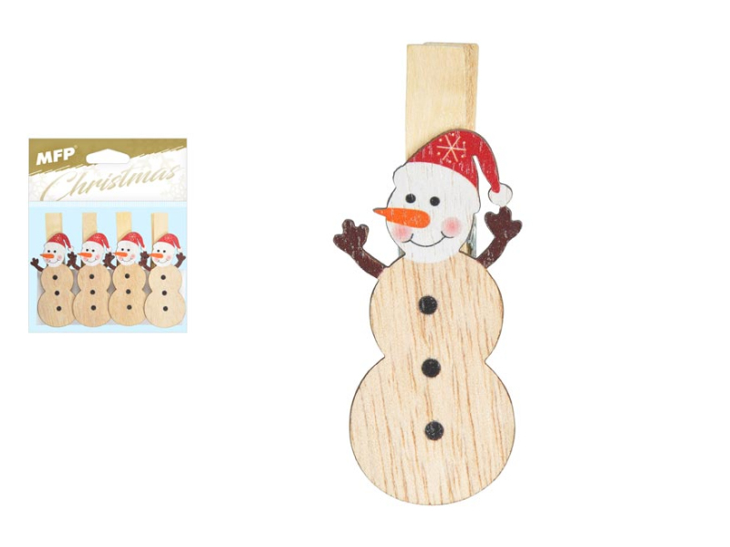 Kancelárske potreby - štipec snehuliak 4ks 7cm 8886134