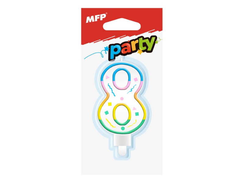 Kancelárske potreby - sviečka tortová č. 8 dúhová 8800061