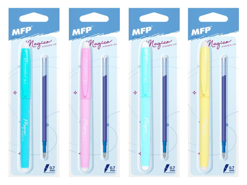 Kancelárske potreby - guličkové pero gumovacia Magico 0,7 modrej BLISTR, + náplň 6001401