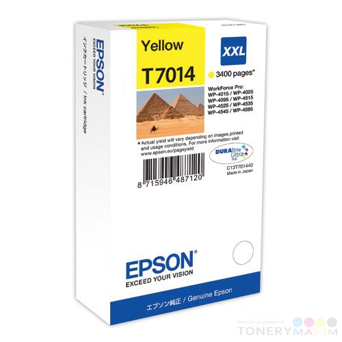Epson - EPSON Originál WorkForce WP4000,WP4500 yellow XXL 3.400 strán - C13T70144010