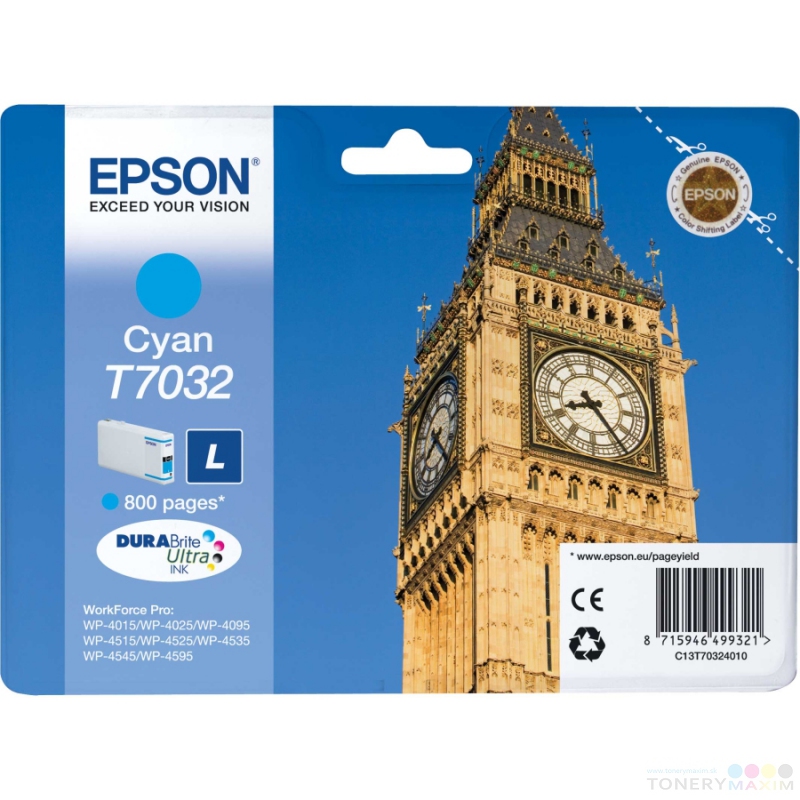Epson - EPSON Originál WorkForce WP4000,WP4500 cyan L 800 strán - C13T70324010