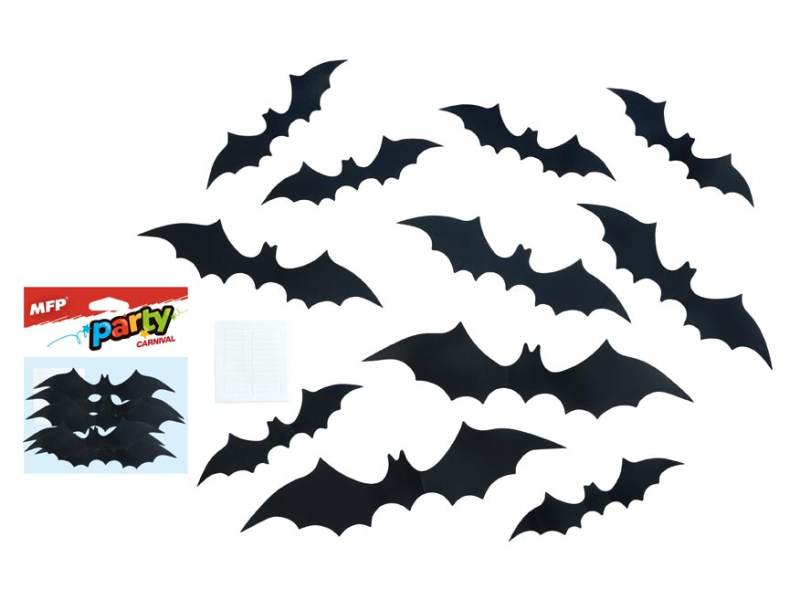 Kancelárske potreby - samolepky na stenu - 12ks netopierov 1042215