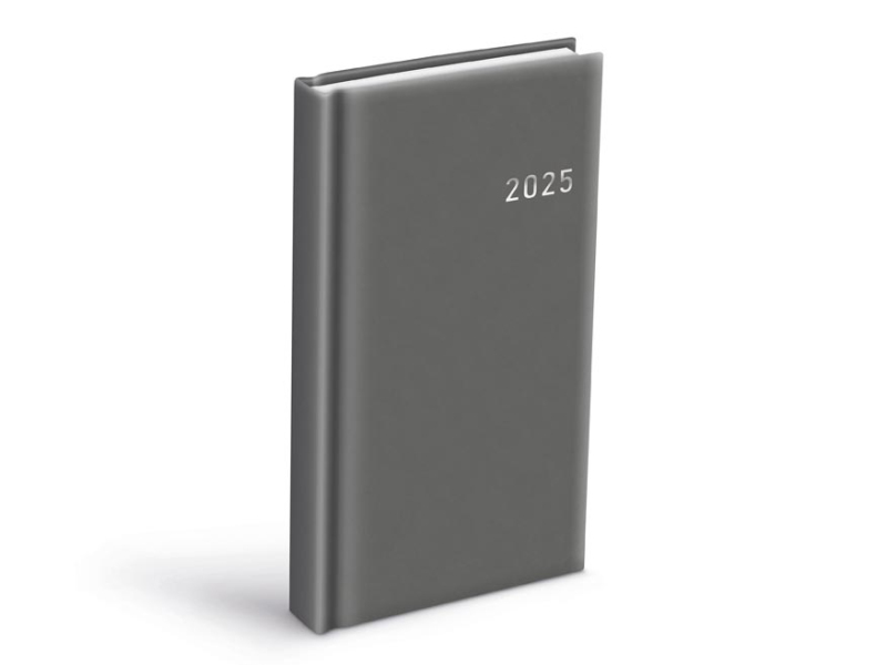 Kancelárske potreby - diár 2025 D802 PVC dark gray 90x170mm denný 7781389