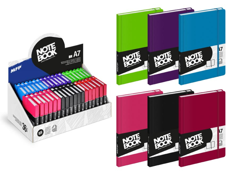 Kancelárske potreby - záznamová kniha s gumičkou A7 linka 100l mix 7500713