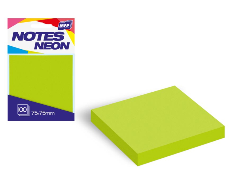 Kancelárske potreby - bloček samolepiaci 75x75mm 100 listov zelený neón 7500891