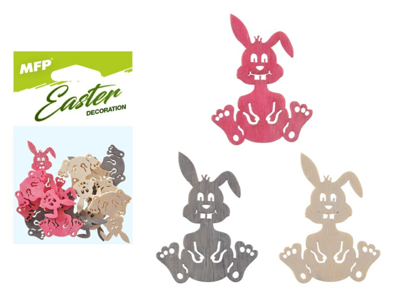 Kancelárske potreby - dekorácia zajac farebný 12ks 4cm mix 2221440