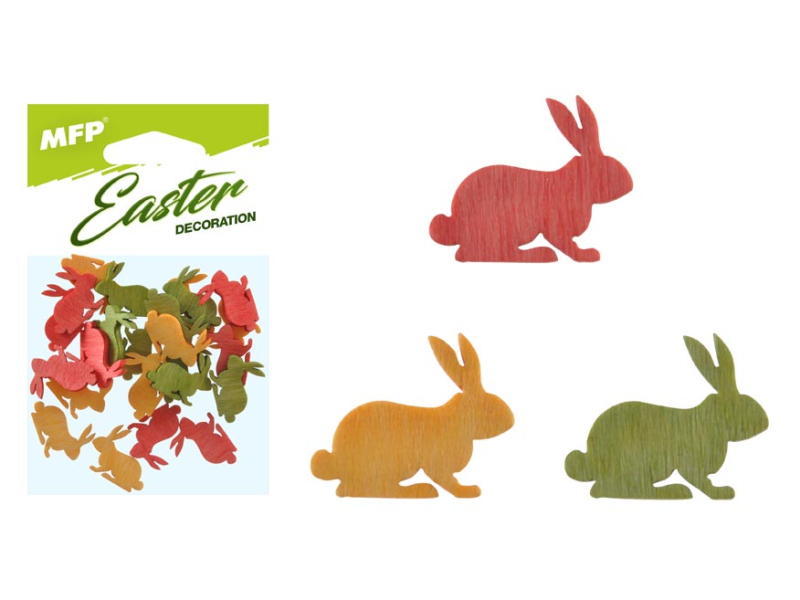 Kancelárske potreby - dekorácia zajac farebný 24ks 2cm mix 2221455