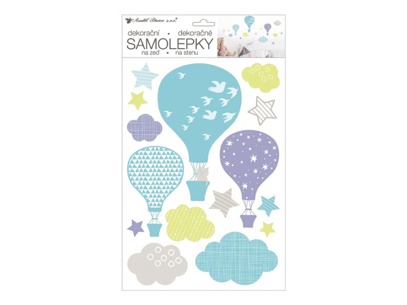 Kancelárske potreby - Samolepiaca dekorácia 15108 42 x 25 cm, lietací balóny