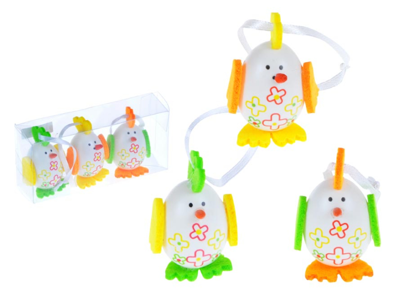 Kancelárske potreby - vajíčka plast 5,5cm/3ks Sliepočka v krabičke 2221434