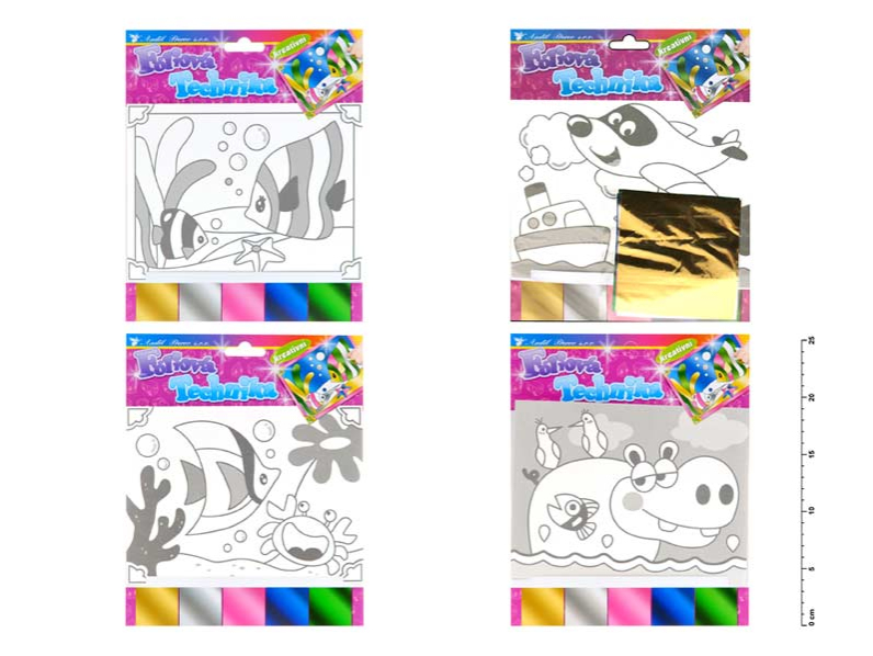 Kancelárske potreby - Výtvarná technika 6524 fóliová ryby, hrošík, parník 25x20,5cm