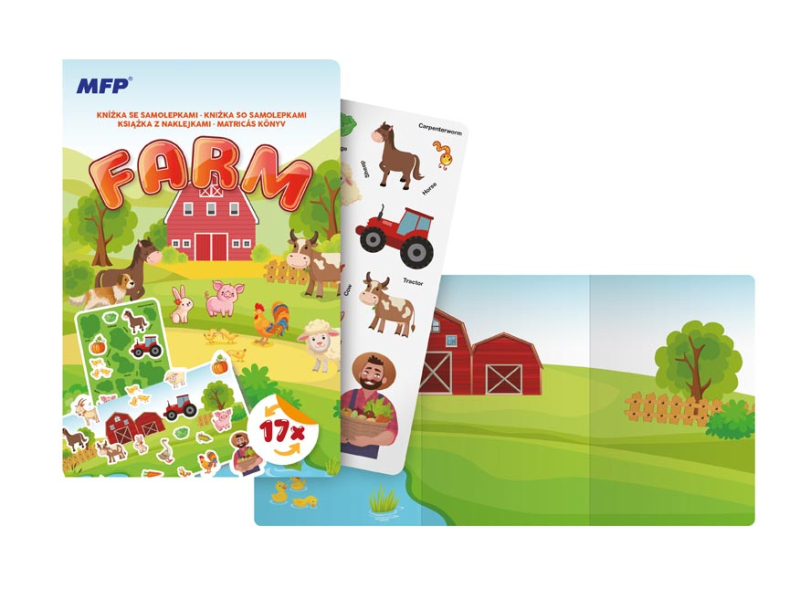 Kancelárske potreby - kniha so samolepkami Farma, 12x18cm, 17 samolepiek 1032392