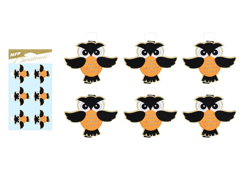 Kancelárske potreby - štipec drevený halloween sova 6ks/4,8cm XC20181011 8885858