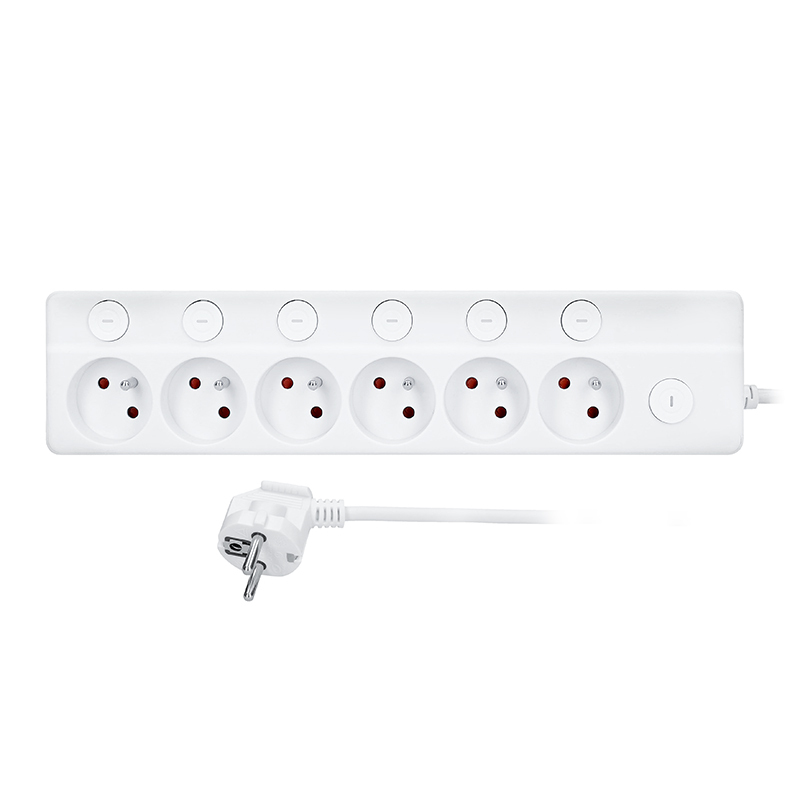 Elektro a osvetlenie - Solight 6z predlžovací prívod, 3m, 3 x 1mm2, biely, 6+1 vypínač