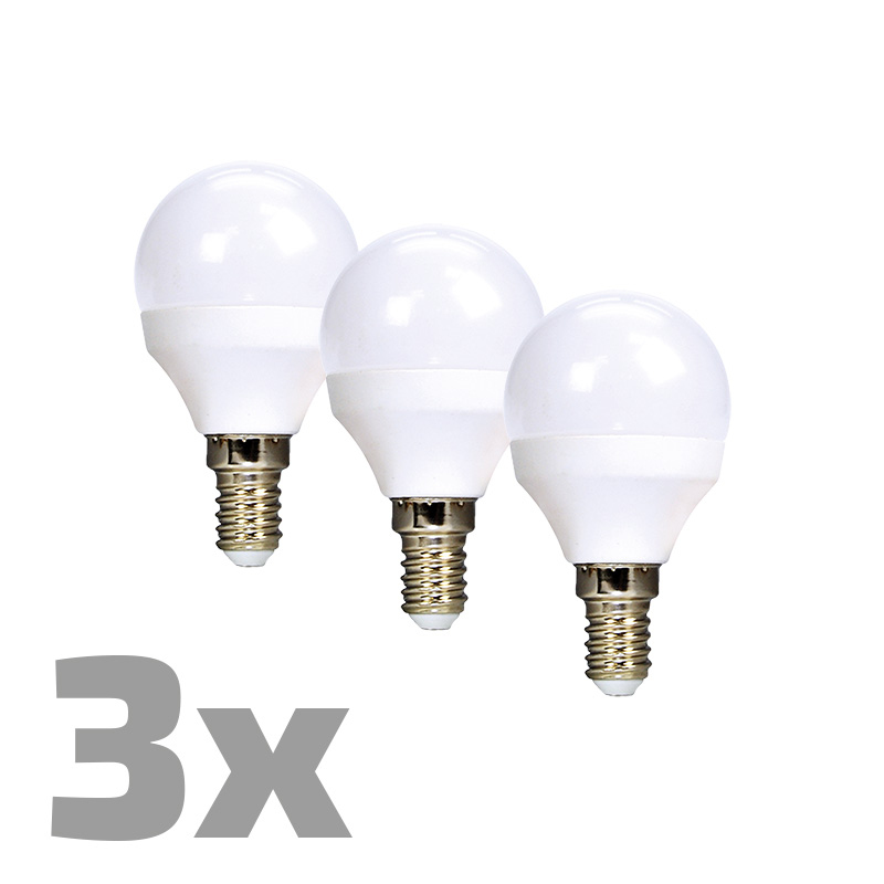 Elektro a osvetlenie - ECOLUX LED žiarovka Ecolux 3-pack, miniglobe, 6W, E14, 3000K, 450lm, biele prevedenie, 3ks