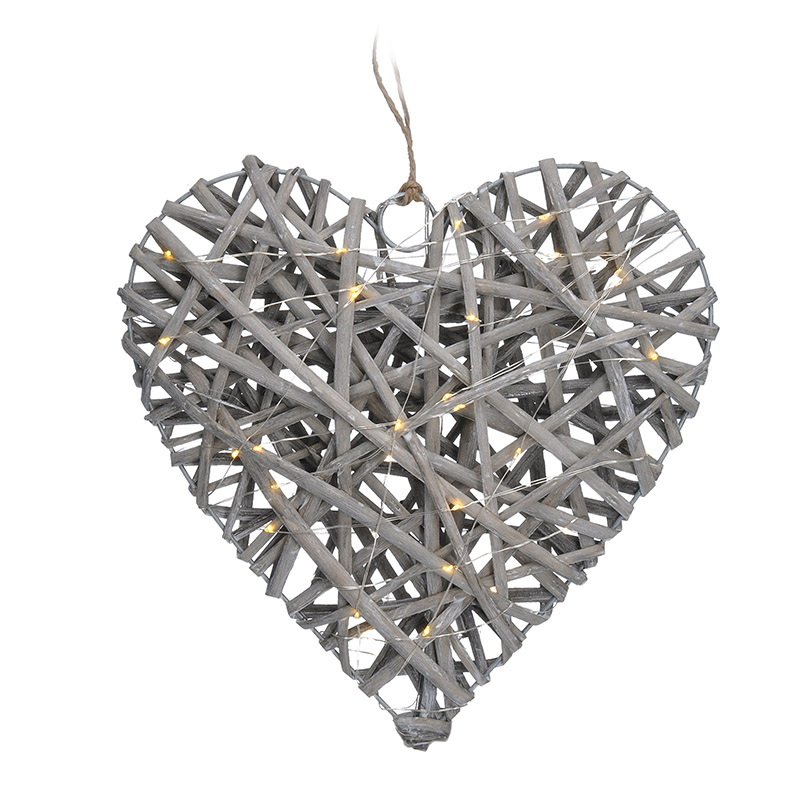 Elektro a osvetlenie - Solight LED ratanové srdce, 30x LED, 2x AA, 30cm