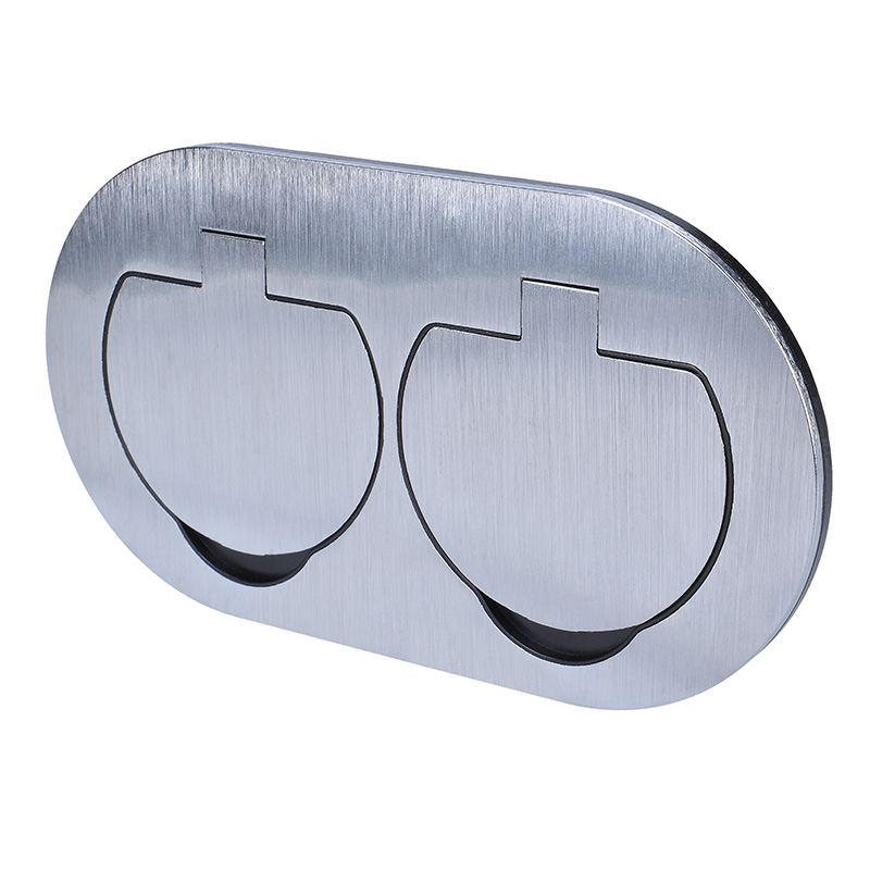 Elektro a osvetlenie - Solight vstavaná podlahová dvojzásuvka, IP55, okrúhle viečko