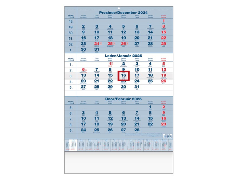 Kancelárske potreby - kalendár 2025 nástenný Trojmesačný 1061542