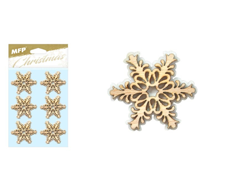 Kancelárske potreby - vločky drevo prírodné 6ks so samolepkou 8886112