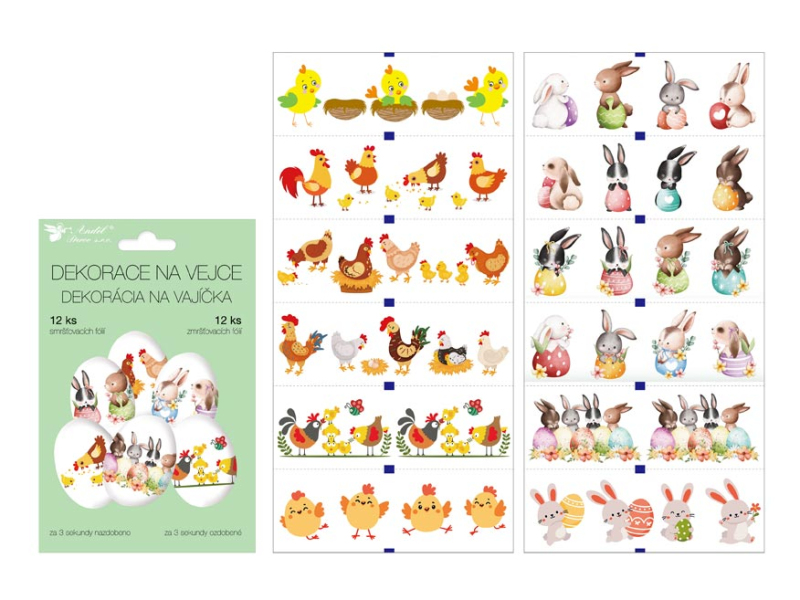 Kancelárske potreby - Veľkonočná obtlač na vajíčka 7758 košilky zvířátka12 ks