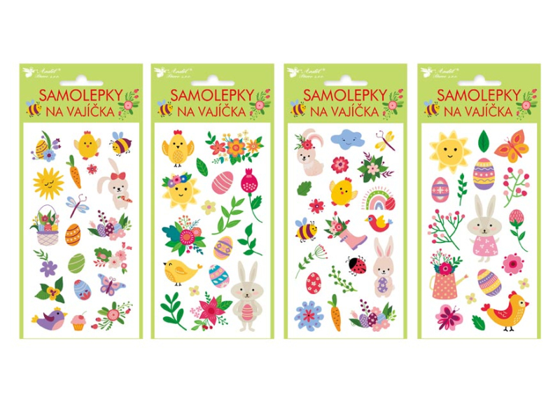 Kancelárske potreby - Veľkonočná samolepky na vajíčka 7904 gelové 9 x 19 cm