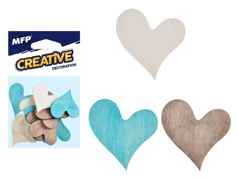 Kancelárske potreby - dekorácia srdce prírodné 12ks 4cm mix 2221443