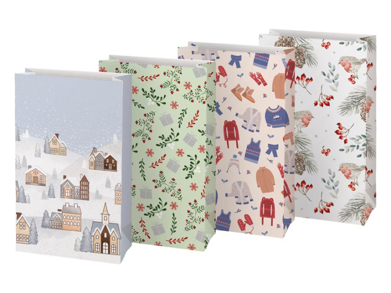 Kancelárske potreby - vrecko papierové vianočné KRAFT 10x18x6cm mix 5251417