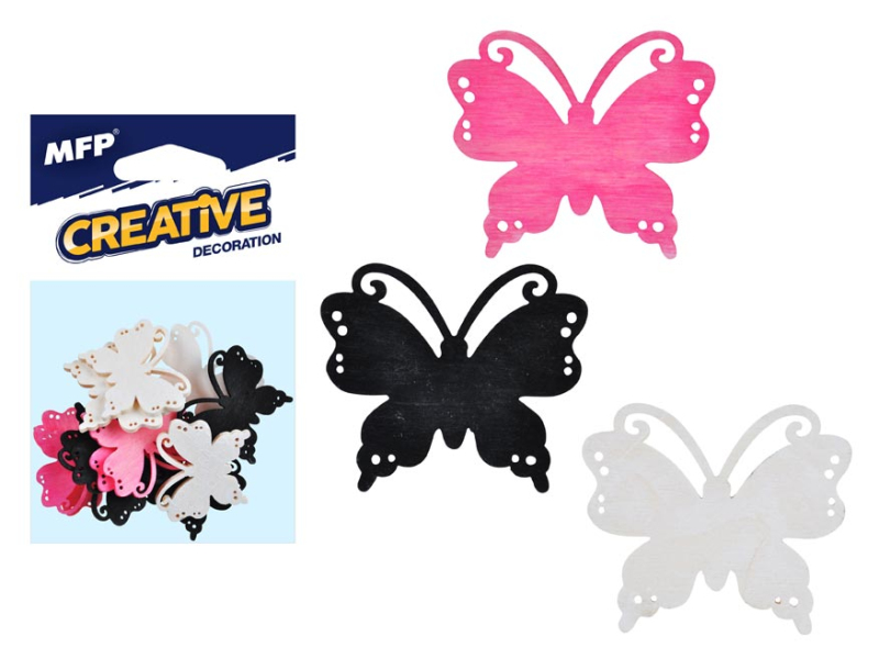 Kancelárske potreby - dekorácia motýľ farebný 12ks 4cm mix 2221448