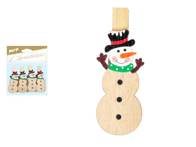 Kancelárske potreby - štipec snehuliak 4ks 7cm 8886133