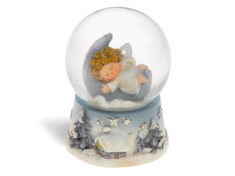 Kancelárske potreby - ťažítko snežiace 45mm anjel na mesiaci 8886084