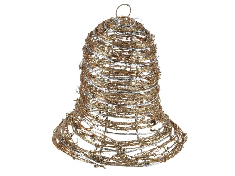 Kancelárske potreby - zvonček ratan zlatý vianočný 20cm R4587 8885932