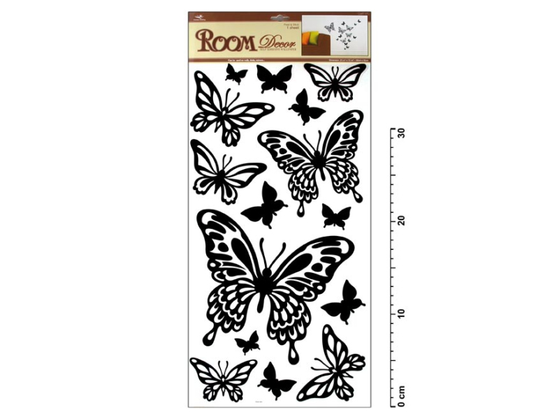 Kancelárske potreby - Samolepiaca dekorácia 1083 čierne motýle 69x30cm