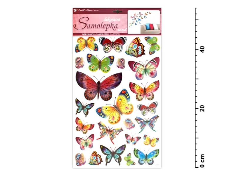 Kancelárske potreby - Samolepiaca dekorácia 10141 farebné motýle 53x29cm