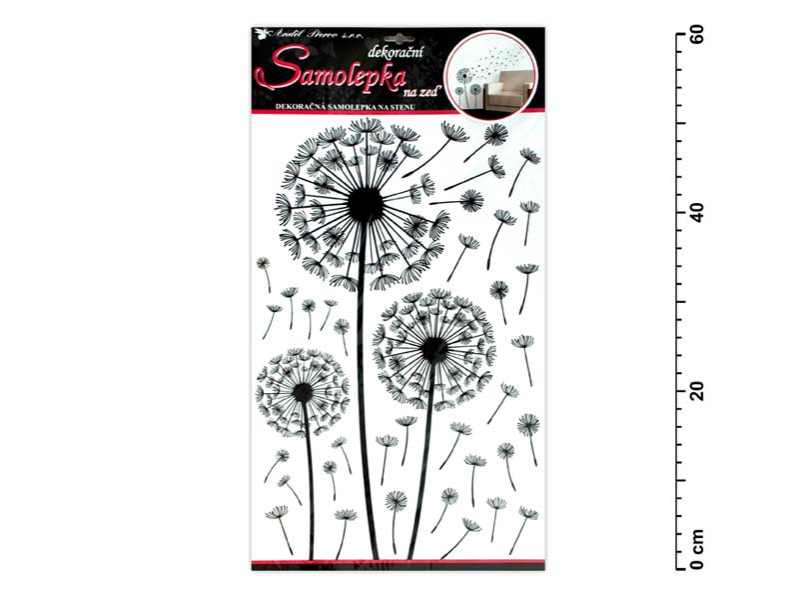 Kancelárske potreby - Samolepiaca dekorácia 10148 púpava čierna 60x32cm