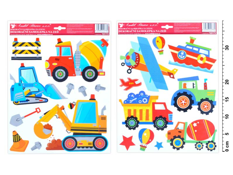 Kancelárske potreby - Samolepiaca dekorácia 10173 stroje 33 x 29 cm