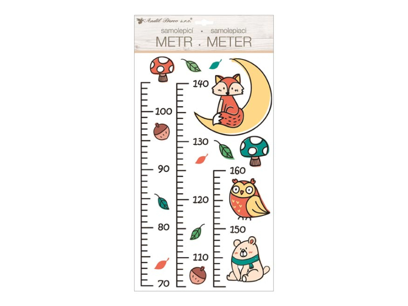 Kancelárske potreby - Samolepiaca dekorácia 10298 detský meter - lesné zvieratká do 160cm