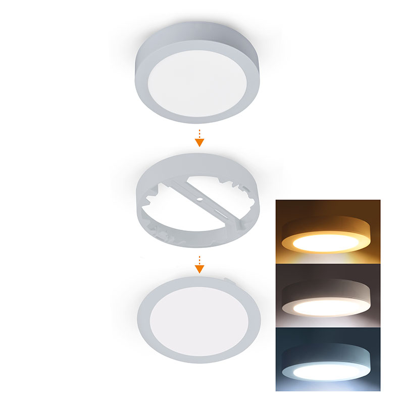 Elektro a osvetlenie - Solight LED mini panel kúpeľňový 2v1, 3CCT, podhľadový / prisadený, 18W, 1530lm, IP54, strieborna, okrúhly